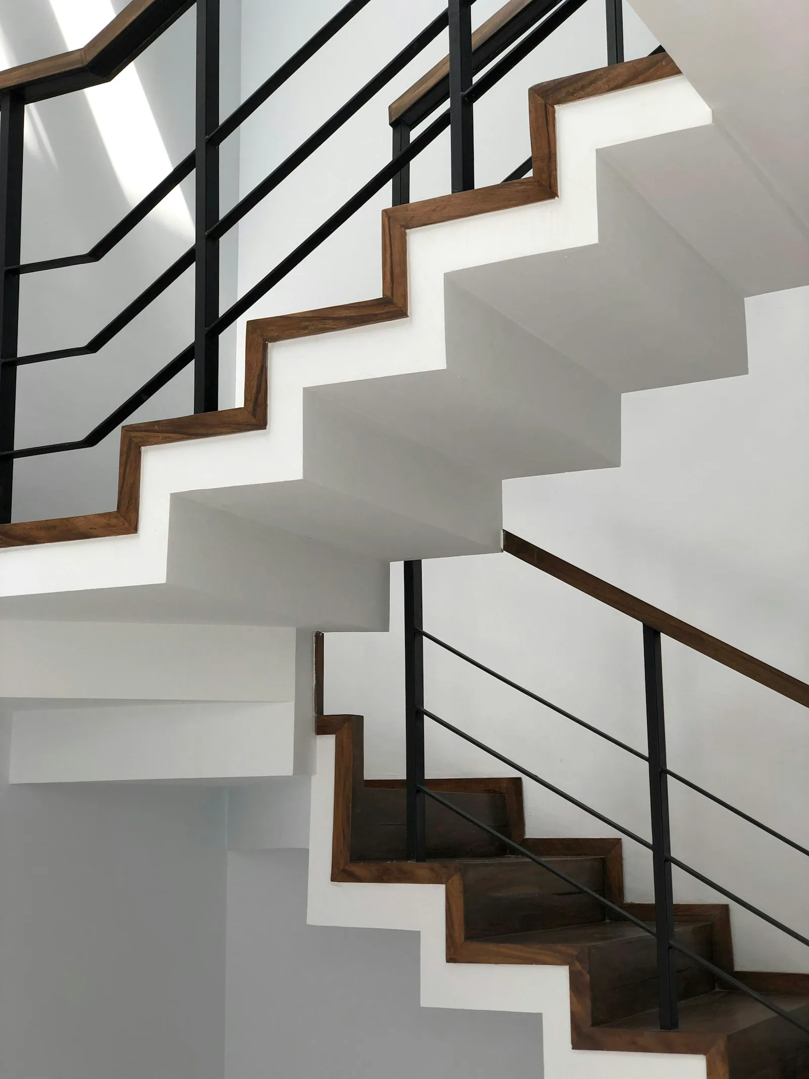 Architectural steel balustrade rails on a modern staircase